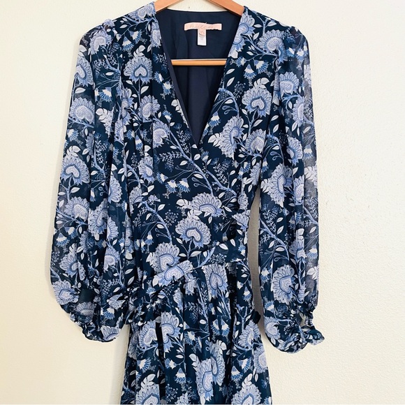 HUTCH Anthropologie Geo Paisley Floral Wrap Ruffle Midi Dress size XS - Picture 8 of 11